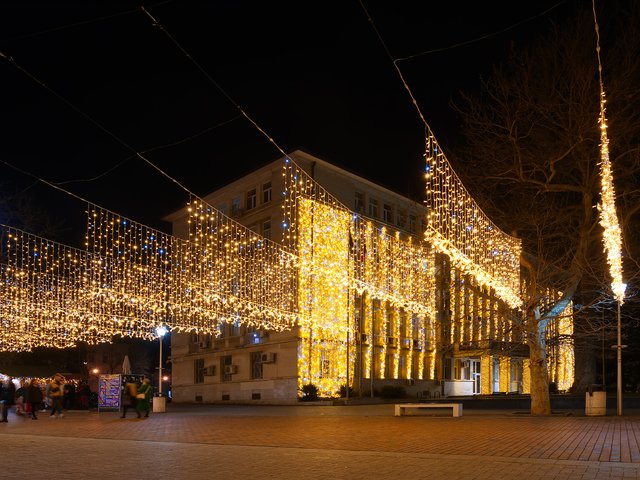 Varna Regional Court building by evening